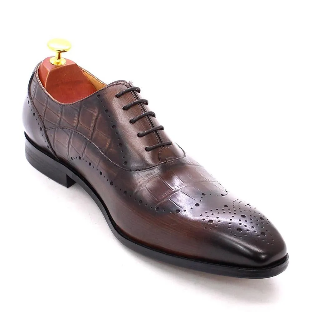 Luxury CrocLeather Brogue Oxford Dress Shoes