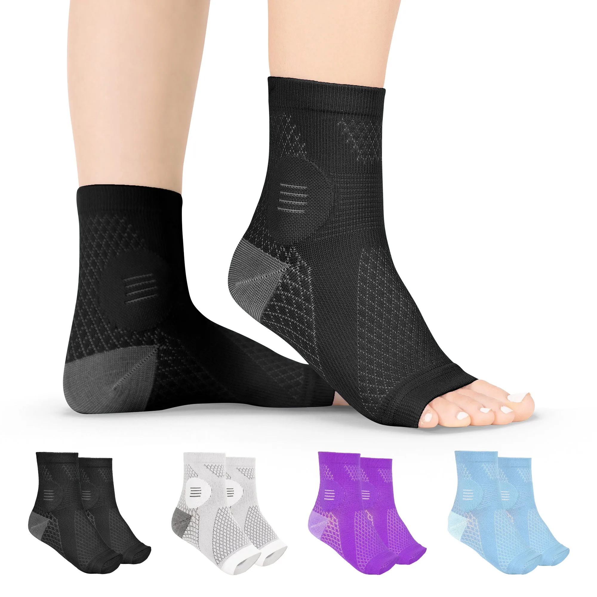 Neuropathy Socks | Compression Toeless Foot Pain Relief Sleeves for Diabetics and Peripheral Treatment (Pair)