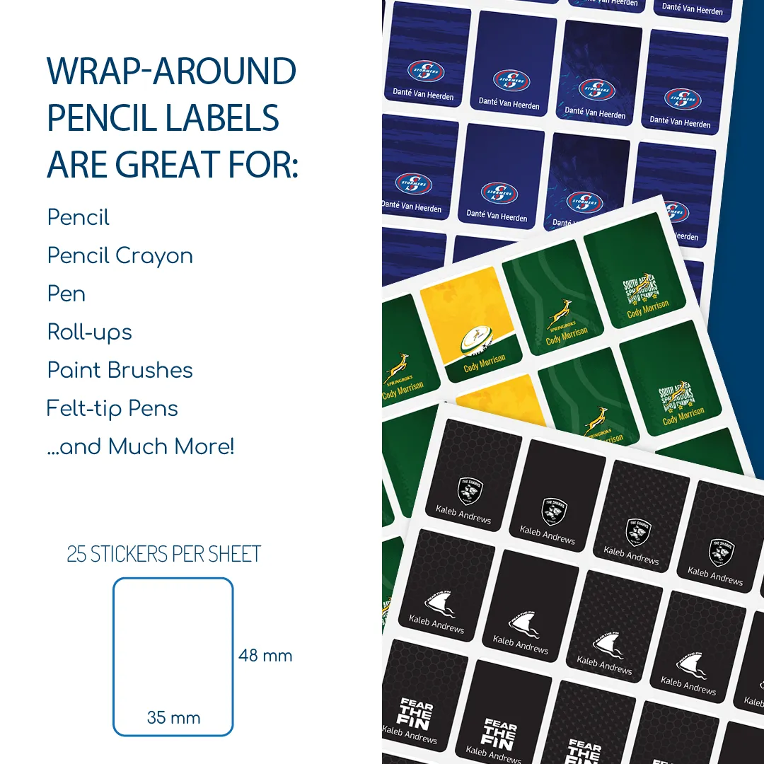 Sports Teams - Colour Wrap-around Labels