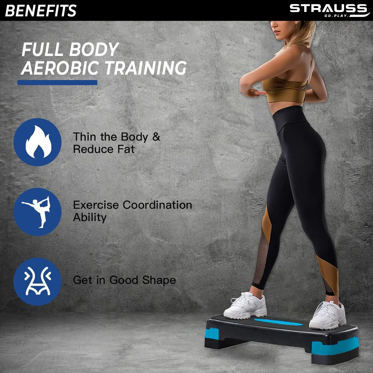Strauss Aerobic Stepper with Spider Shaker (Green)