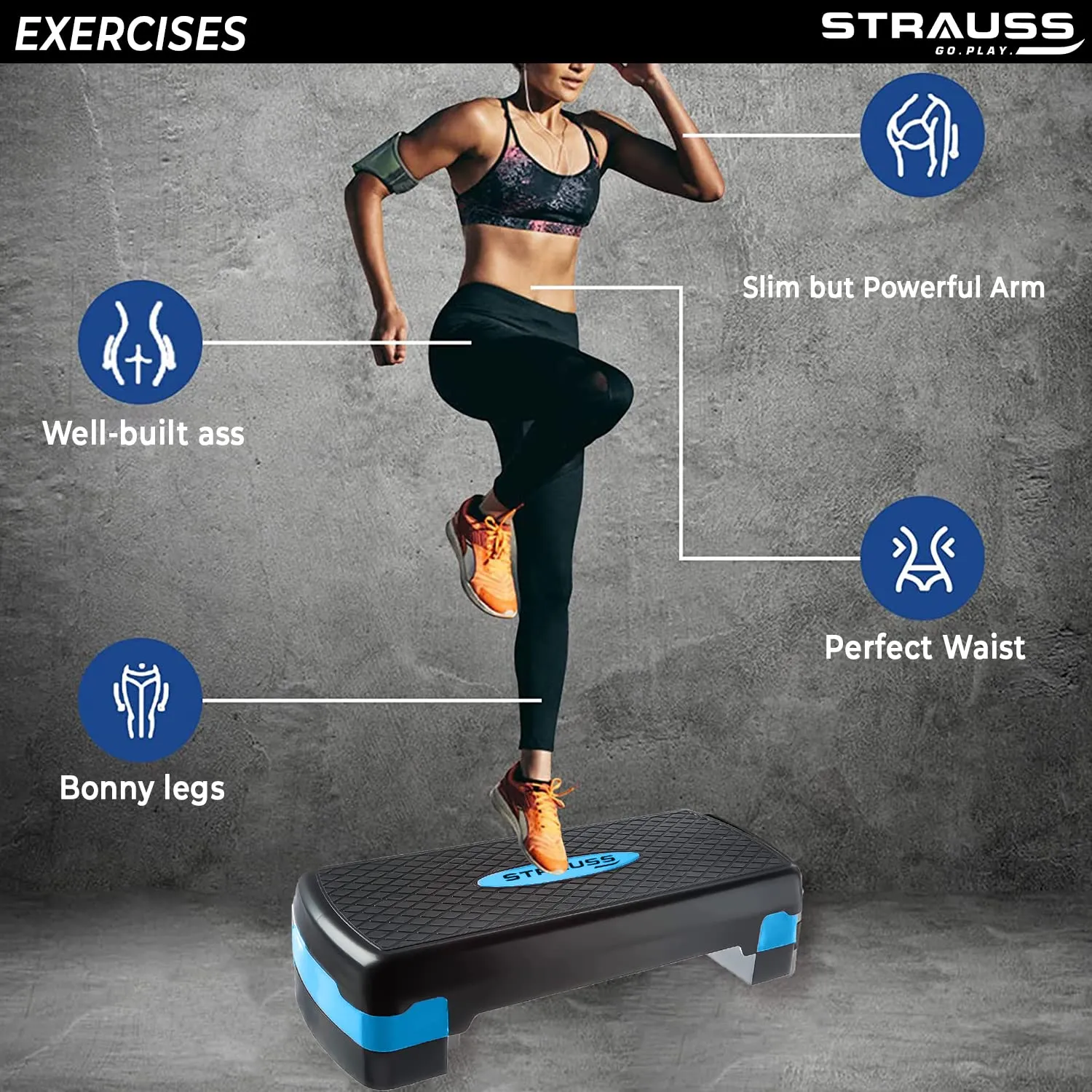 Strauss Aerobic Stepper with Spider Shaker (Green)
